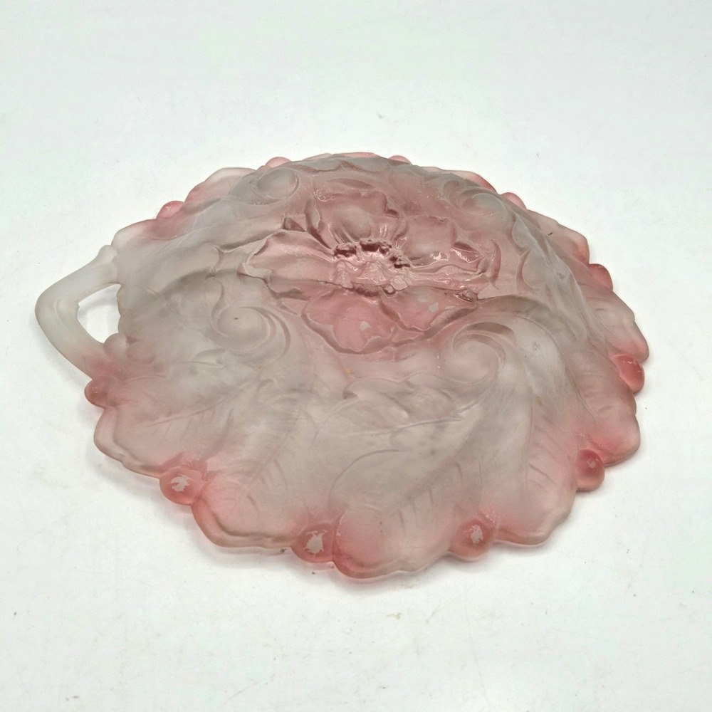 Indiana Glass Wild Rose Divided Relish Dish with Handle‎ Frosted Satin Glass - Picture 3 of 3